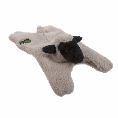 goDog Barnyard Buddies Squeaky Plush Dog Toy - Large Lamb Flattie for Chewers