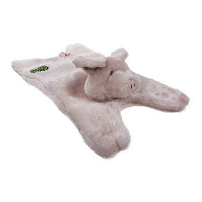goDog Barnyard Buddies Pig Squeaky Plush Dog Toy - Large Flattie for Chewers
