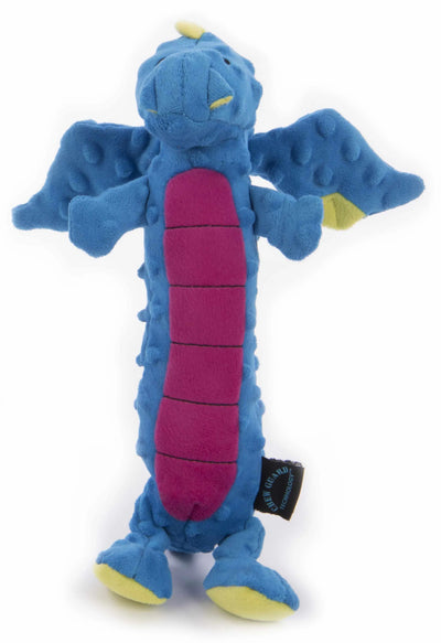 goDog Dragons Skinny Squeaky Plush Dog Toy - Rugged and Cute