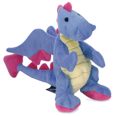 goDog Dragon with Chew Guard - Small Periwinkle Plush Dog Toy