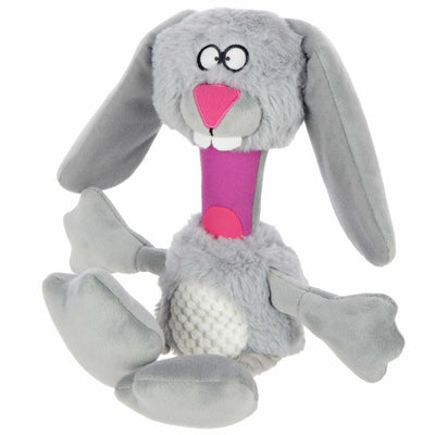 goDog Multi Tugs Rabbit Plush Dog Toy - Grey, Small