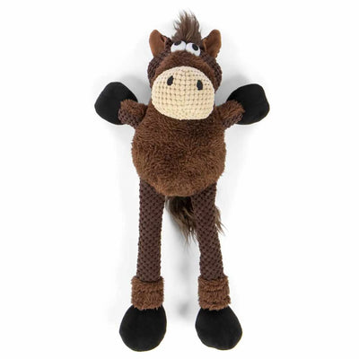 goDog Checkers Large Skinny Horse Plush Dog Toy with Chew Guard
