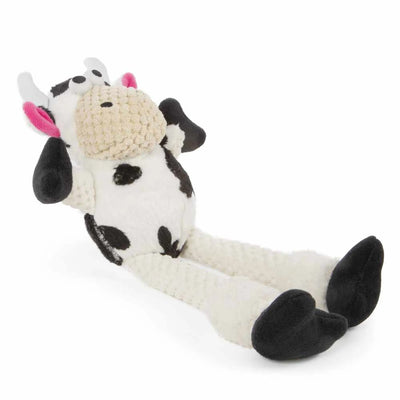 goDog Checkers Small Skinny Cow Plush Dog Toy with Chew Guard