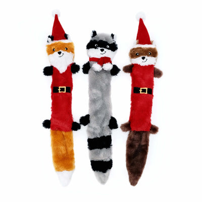 ZippyPaws Holiday Skinny Peltz - Plush Dog Toy, 3 Pack