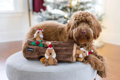 ZippyPaws Holiday Zippy Burrow Yule Log - Plush Dog Toy