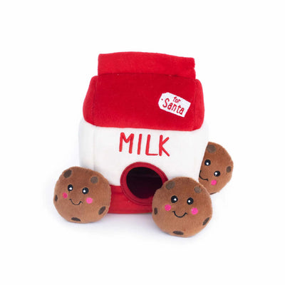 ZippyPaws Holiday Zippy Burrow Santa's Milk and Cookies - Plush Dog Toy