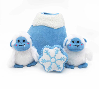 ZippyPaws Holiday Burrow Yeti Mountain Plush Dog Toy - Interactive Fun
