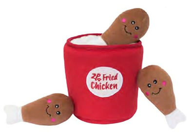 Interactive ZippyPaws Burrow Bucket of Chicken Plush Toy for Dogs