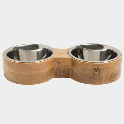 GF Pet Wood & Metal Double Diner Feeder - Stylish Pet Feeding Solution
