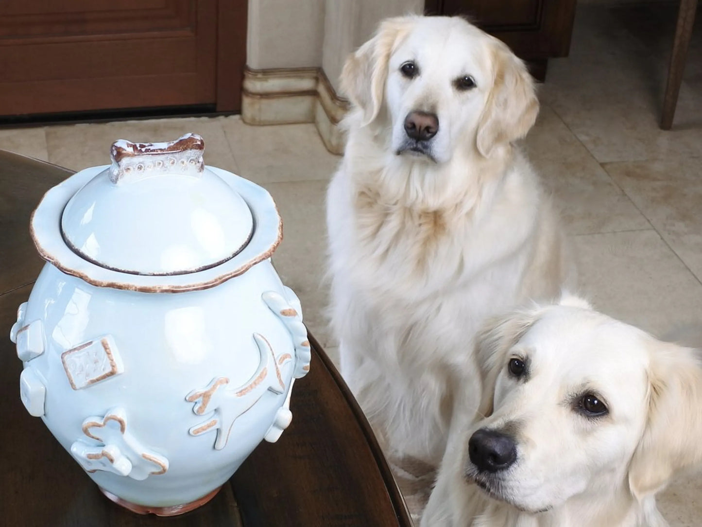 Stoneware Dog Treat Jar - Durable with Freshness Seal