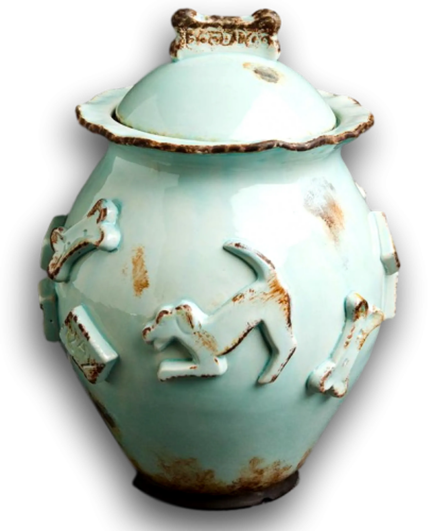 Stoneware Dog Treat Jar - Durable with Freshness Seal